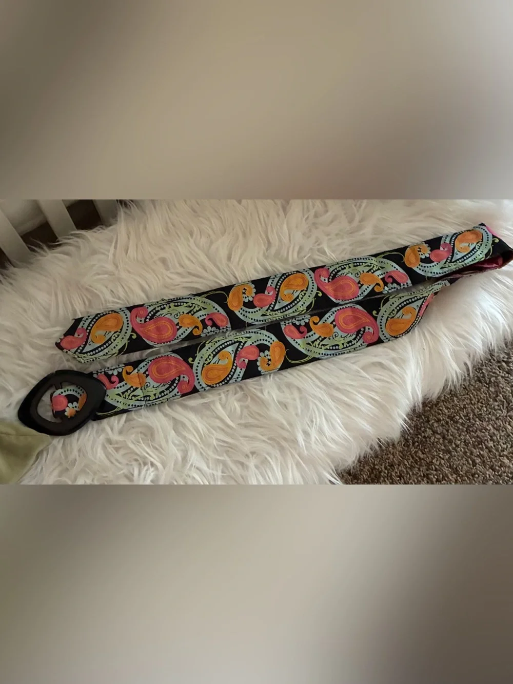Bella Ba Colorful Paisley Fabric Belt‎ with Black Buckle